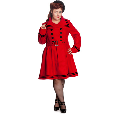 New Millie Plus – Abrigo vintage rojo en tallas grandes