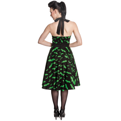 Bat – Vestido negro con murciélagos verdes - Imagen 3