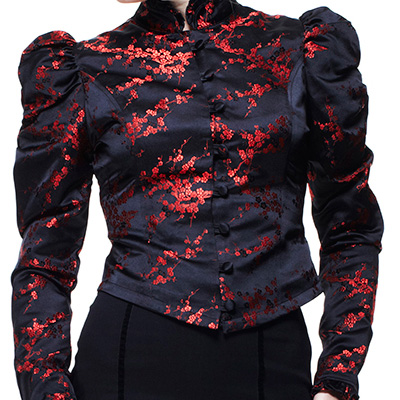 Roseanna – Chaqueta de fiesta en saten negro y bordados - Imagen 4