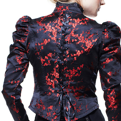 Roseanna – Chaqueta de fiesta en saten negro y bordados - Imagen 3