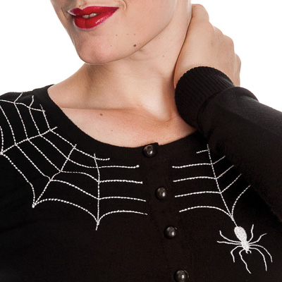 Spider – Cardigan negro con bordados de telarañas - Imagen 3
