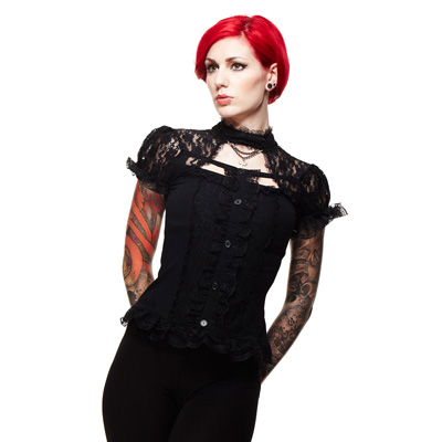 Nihilist – Bustier negro con encajes estilo gótico steampunk - Imagen 2