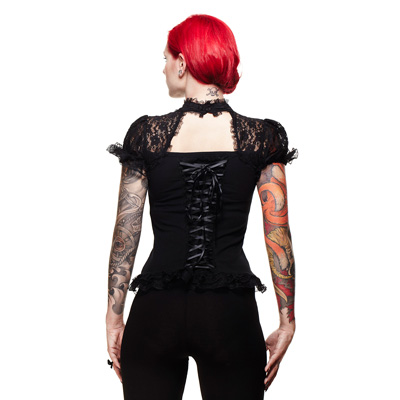 Nihilist – Bustier negro con encajes estilo gótico steampunk - Imagen 3