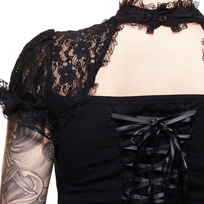 Nihilist – Bustier negro con encajes estilo gótico steampunk - Imagen 4