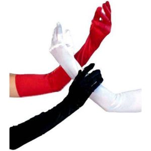 Guantes largos rojos de tacto satén