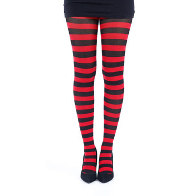Emo – Medias emo punk rojas con rayas negras - Imagen 2