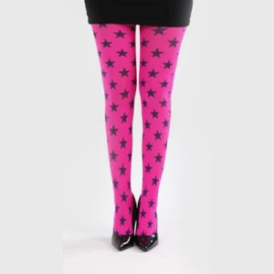 Rock Star girl – Medias rosa con estrellas negras