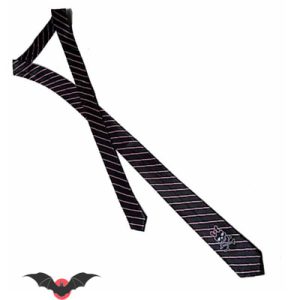 Girlfriend Skull – Corbata punk emo con rayitas rosas y calavera