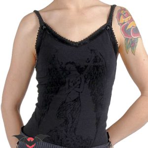 Little Angel – Camiseta gótica negra con ángel en terciopelo