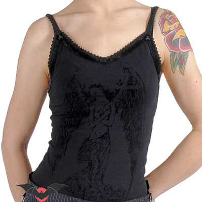 Little Angel – Camiseta gótica negra con ángel en terciopelo - Imagen 2