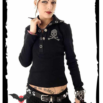 Punisher Skull – Polo rock ajustado negro con calavera - Imagen 4