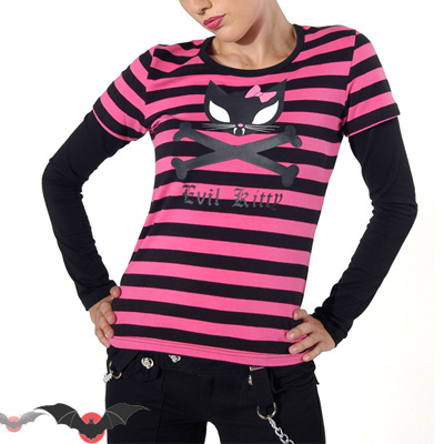 Catboness, my sweet – Camiseta alternativa de manga larga a rayas