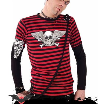 Demon – Camiseta alternativa de manga larga estilo punk en rojo - Imagen 2