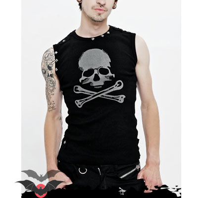 John Roy – Camiseta rock sin mangas con calavera pirata - Imagen 6