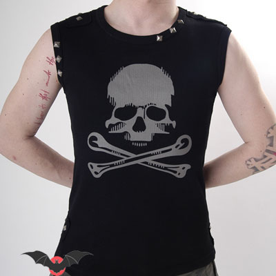 John Roy – Camiseta rock sin mangas con calavera pirata - Imagen 5