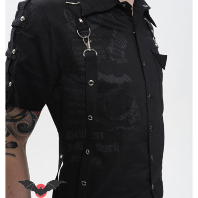 Obscure – Camisa gótica de manga corta con adornos metálicos - Imagen 4