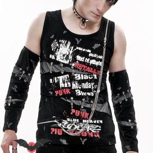 Hardcore – Camiseta punk impresa con detalles metálicos
