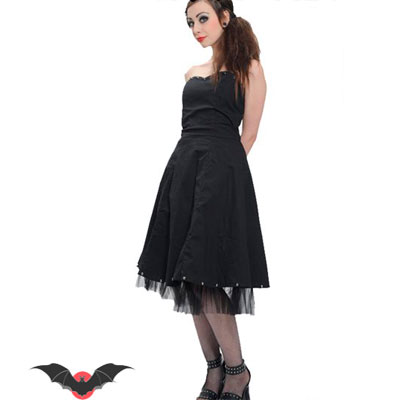 Romantic Doll – Vestido gótico negro con remaches - Imagen 4