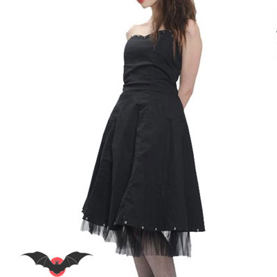 Romantic Doll – Vestido gótico negro con remaches - Imagen 3