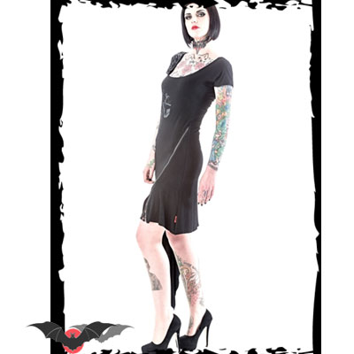 Deadly Sue – Vestido asimétrico con estampado en gris oscuro - Imagen 4