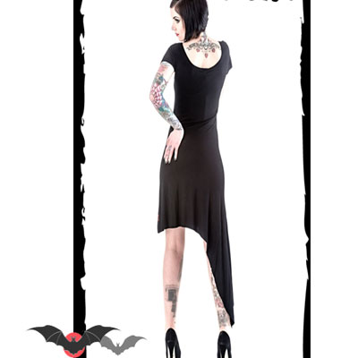 Deadly Sue – Vestido asimétrico con estampado en gris oscuro - Imagen 5