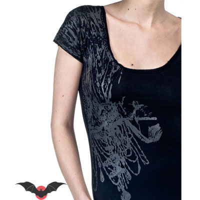Deadly Sue – Vestido asimétrico con estampado en gris oscuro - Imagen 6