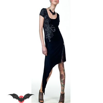 Deadly Sue – Vestido asimétrico con estampado en gris oscuro - Imagen 7