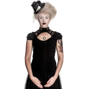 Tymore – Camiseta gótica con encajes