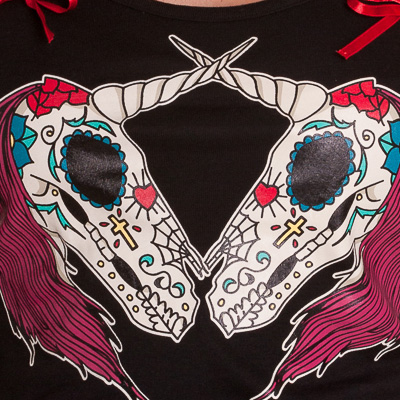 Unicorn Vest – Camiseta con calaveras mexicanas - Imagen 4
