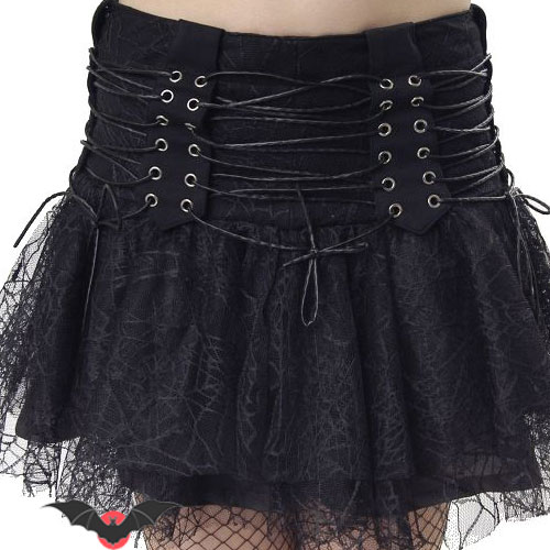 Arania – Falda gótica corta con tela de araña - Imagen 4