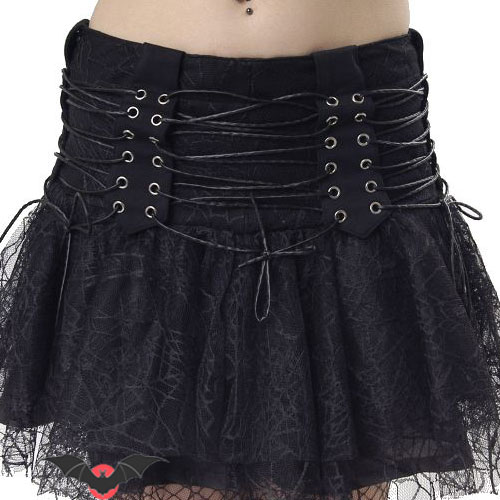 Arania – Falda gótica corta con tela de araña - Imagen 6