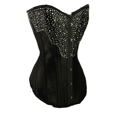 Lullabye – Corset gótico negro con brillantitos - Imagen 2