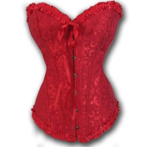 New Moon Red – Corsé gótico de brocado rojo