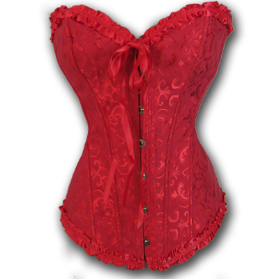 New Moon Red – Corsé gótico de brocado rojo