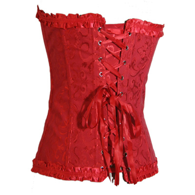 New Moon Red – Corsé gótico de brocado rojo - Imagen 3