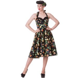 Sassy Tropical Black – Vestido estampado tropical