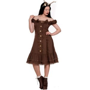 Elaina – Vestido folk marrón