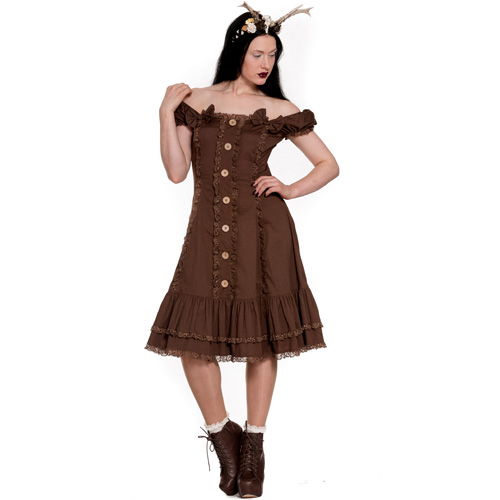 Elaina – Vestido folk marrón - Imagen 2