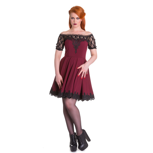 Amara – Vestido gótico de encaje en burdeos - Imagen 7