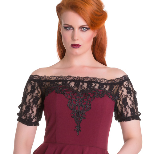 Amara – Vestido gótico de encaje en burdeos - Imagen 4