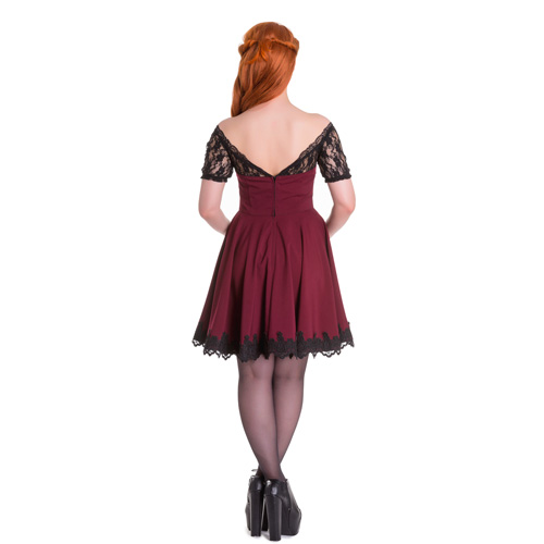 Amara – Vestido gótico de encaje en burdeos - Imagen 3
