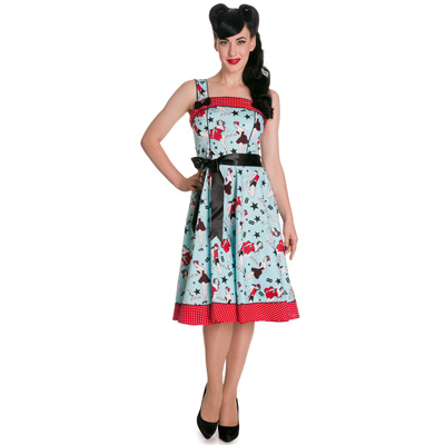 Dixie 50s – Vestido lolita pin up en azul estampado - Imagen 4