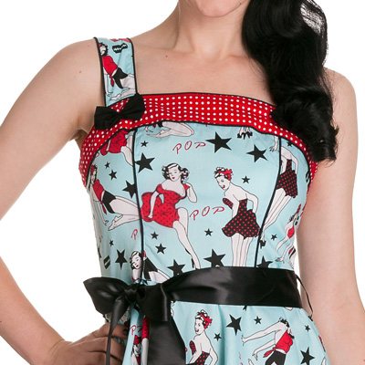 Dixie 50s – Vestido lolita pin up en azul estampado - Imagen 5