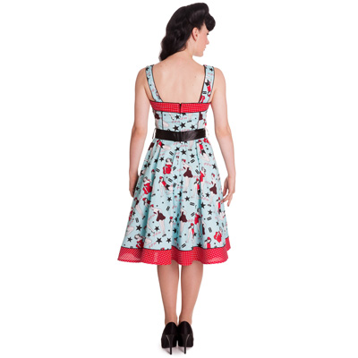 Dixie 50s – Vestido lolita pin up en azul estampado - Imagen 6