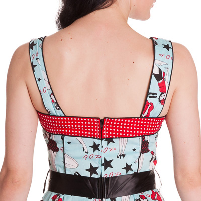 Dixie 50s – Vestido lolita pin up en azul estampado - Imagen 7