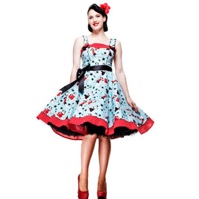 Dixie 50s – Vestido lolita pin up en azul estampado - Imagen 8