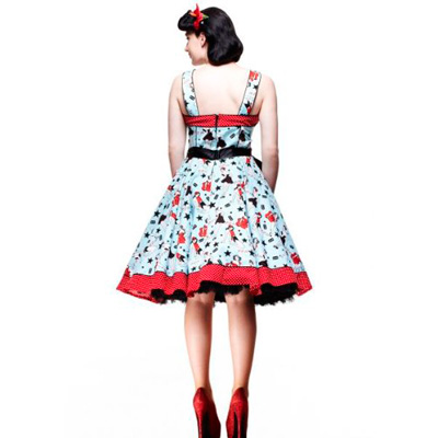 Dixie 50s – Vestido lolita pin up en azul estampado - Imagen 9