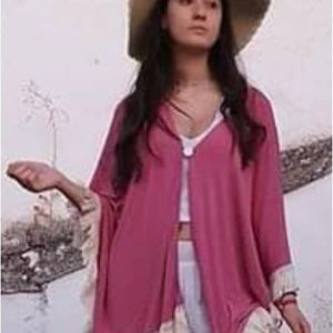 Poncho abierto mujer con flecos