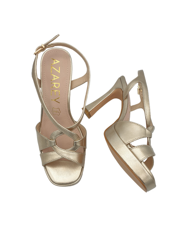 SANDALIAS DE TACON ORO AZAREY 578W947 - Imagen 5