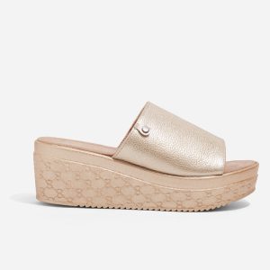 Suecos Dorados en Cuero para Mujer